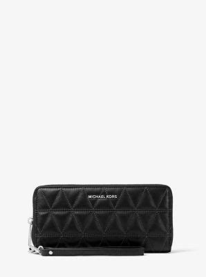 michael kors quilted leather|Michael Kors leather continental wristlet.